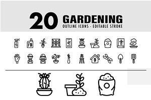 20 Gardening line icon Symbol, an Icon by khalwa.studio