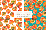 Watercolor Persimmon Fruits Clipart, a Food Illustration by Olga Begak Art & Design (Thumbnail 4 of 9)