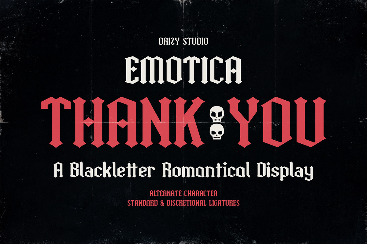 Emotica – Blackletter Romance Font, a Serif Font by Drizy (Photo 10 of 10)