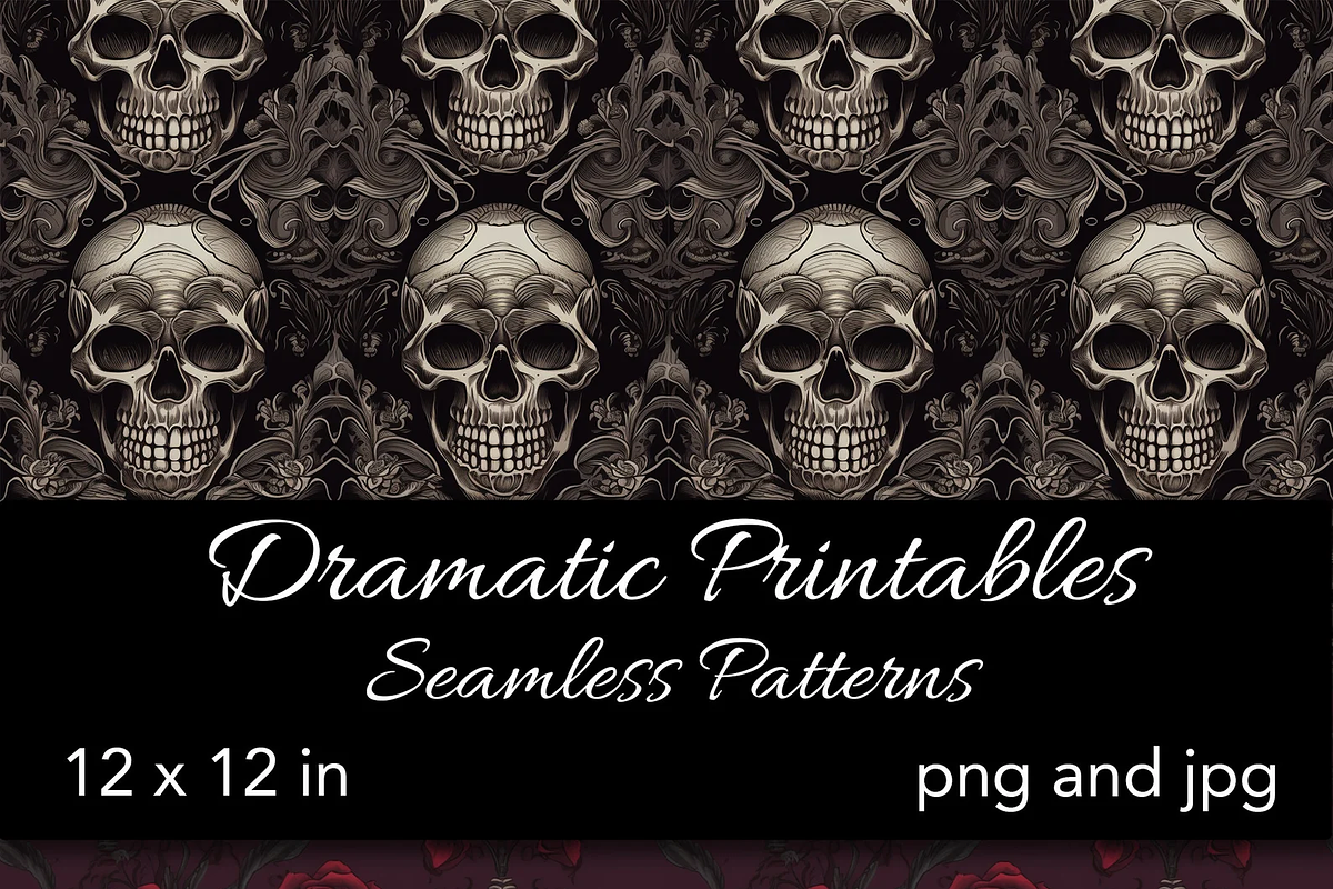 Gothic Skull Digital Paper, a Pattern Graphic by Gingerly Brazen Designs (Photo 1 of 4)