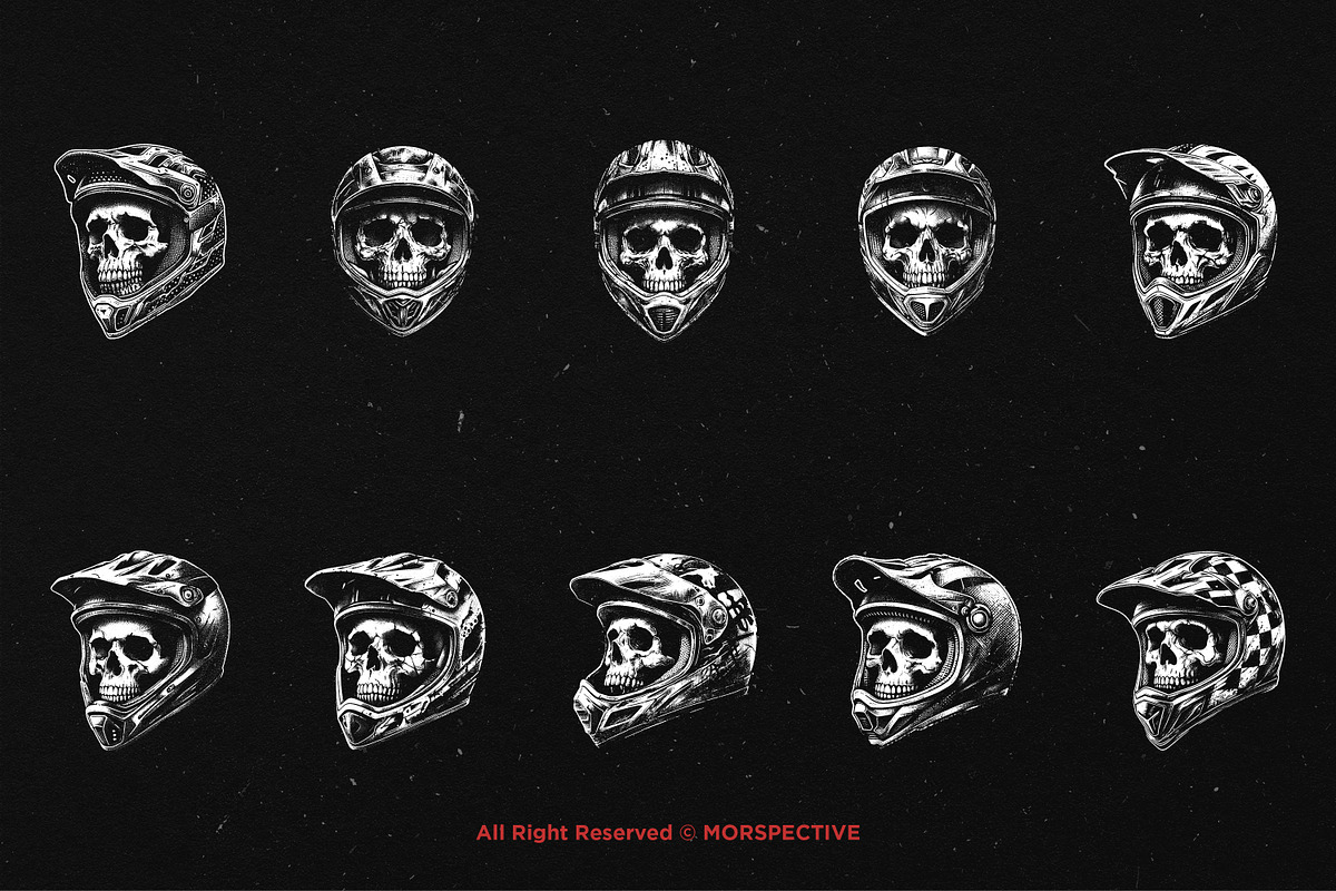 10 Bundle Dark Art Skull Motocross, an Illustration by Morspective (Photo 6 of 7)