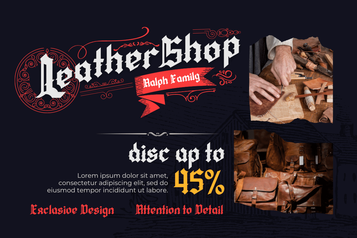 QIUBA Blackletter font, a Blackletter Font by twinstd (Photo 5 of 13)