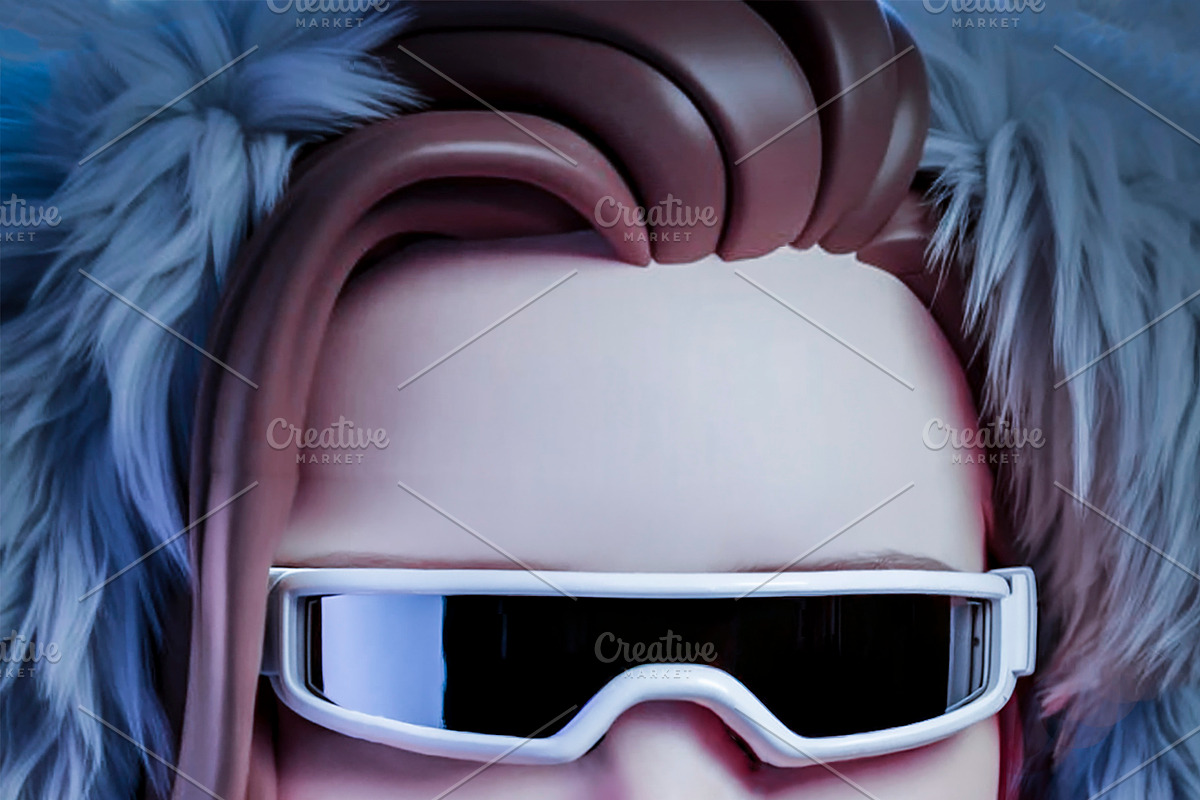 Young woman with hood with faux fox trim and sunglasses, a Person Illustration by DanFLCreativo