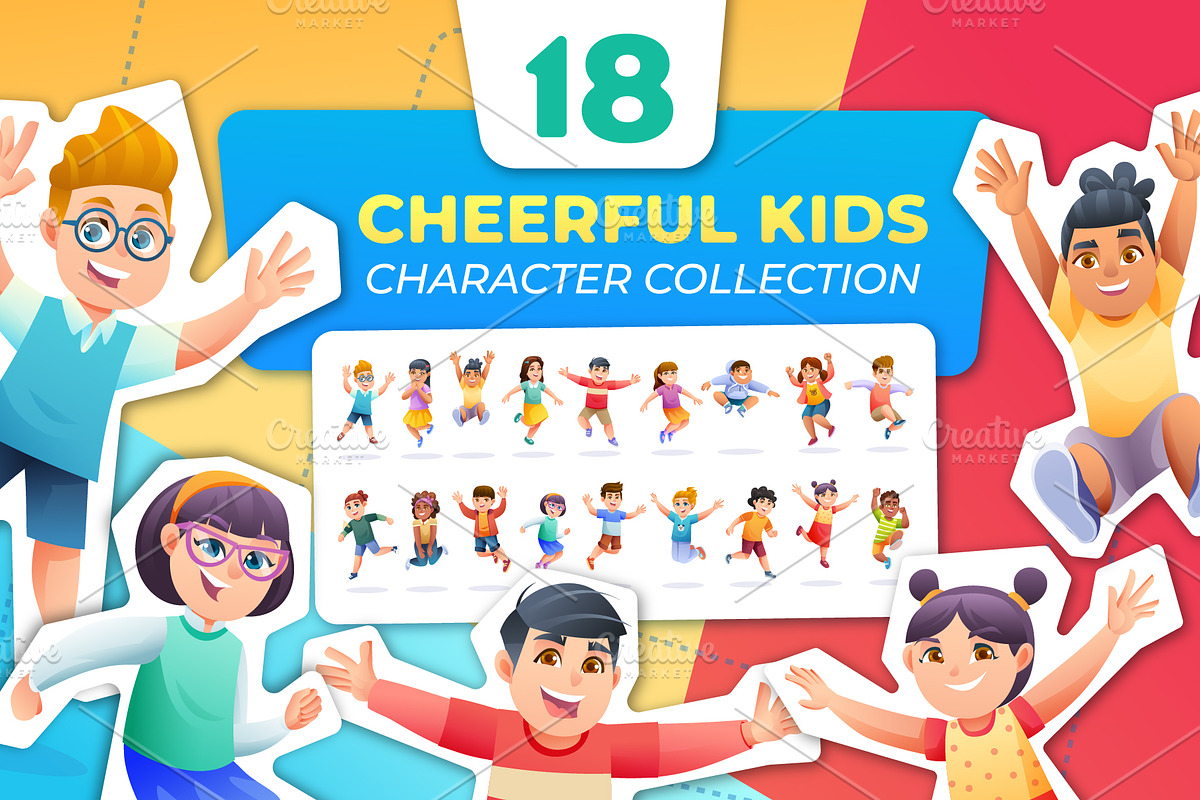 Cheerful Kids Character Collection, an Education Illustration by YG Studio (Photo 1 of 2)