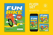 Blue Quirky Bike Event Flyer Set, a Flyer Template by graphicook (Thumbnail 1 of 3)