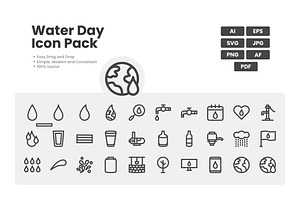 Water Outline Icons, an Outline Icon by erifqizeicon