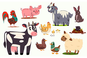 Farm animal collection with cute, an Animal Illustration by art PVP - market