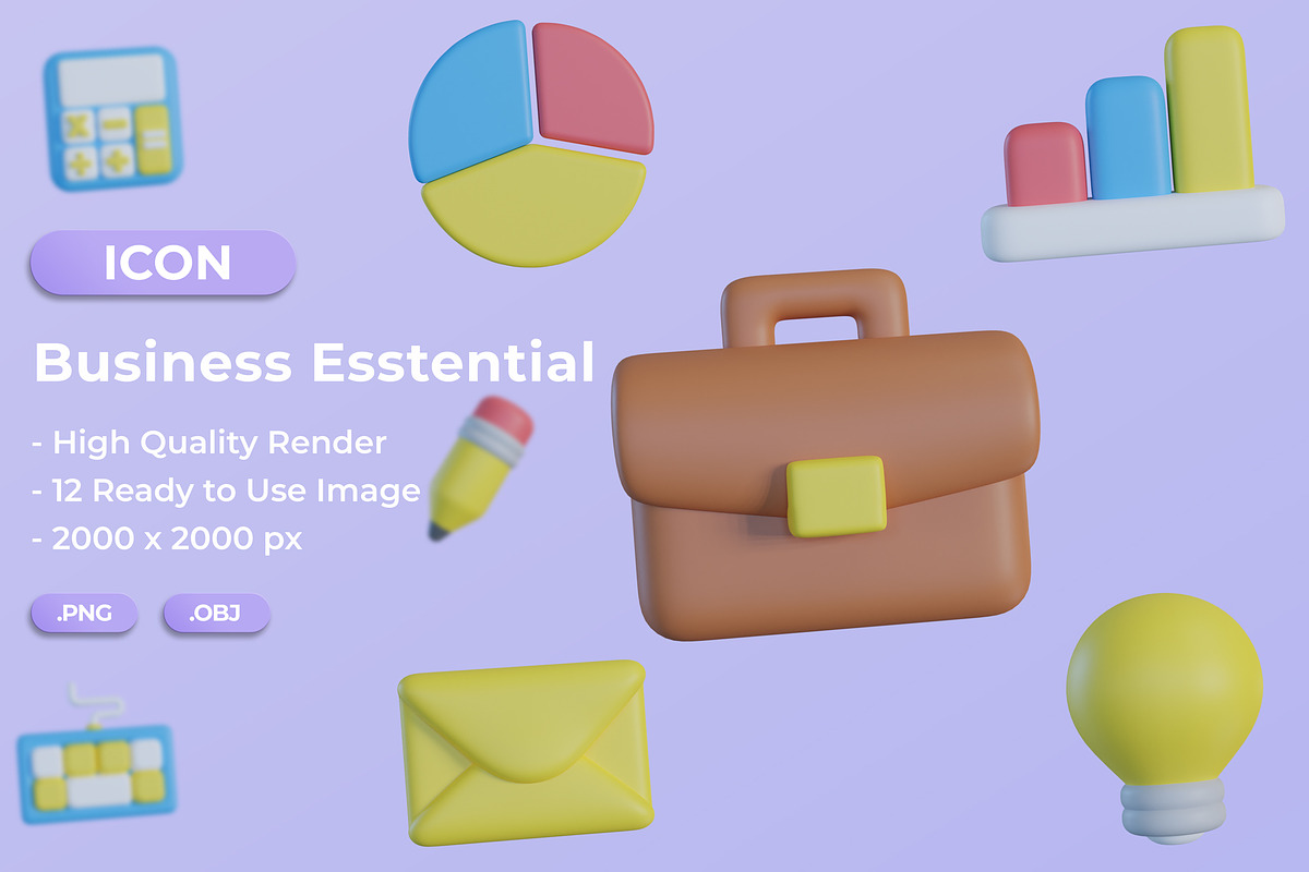 3D Business Essentials Icons, an Object Graphic by Artnivora.Std (Photo 1 of 4)