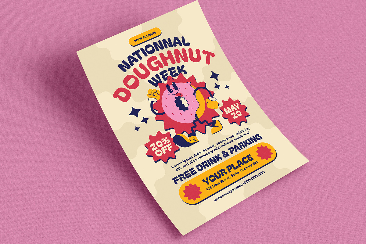 Retro Trendy National Doughnut Flyer, a Flyer Template by Guuver (Photo 2 of 3)