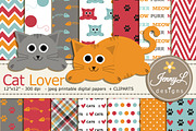Cat Lover Digital Paper and Clipart, a Pattern Graphic by JennyL Designs (Thumbnail 1 of 4)