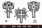 Religious Flower Crosses SVG files, an Object Graphic by ClipartMuchLove (Thumbnail 1 of 7)
