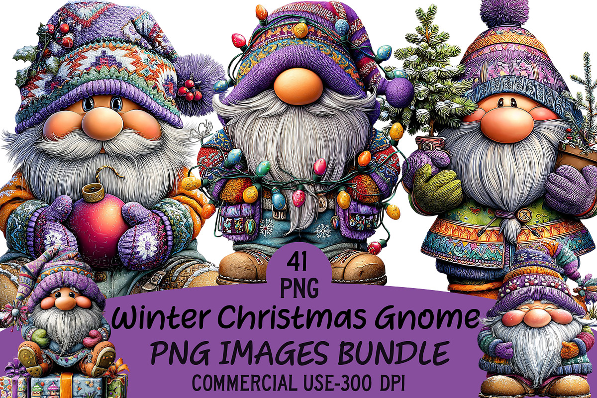 Winter Christmas Gnome Clipart, an Illustration by Craft Nest (Photo 1 of 10)