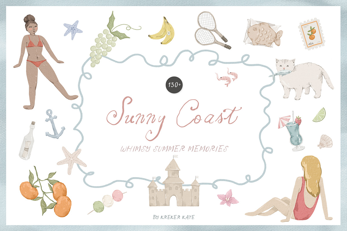 Summer beach. Hand drawn Icons, a Decorative Illustration by Kreker Kate (Photo 1 of 8)