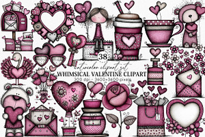Whimsical Valentine Clipart Bundle, an Illustration by Canvas Craft