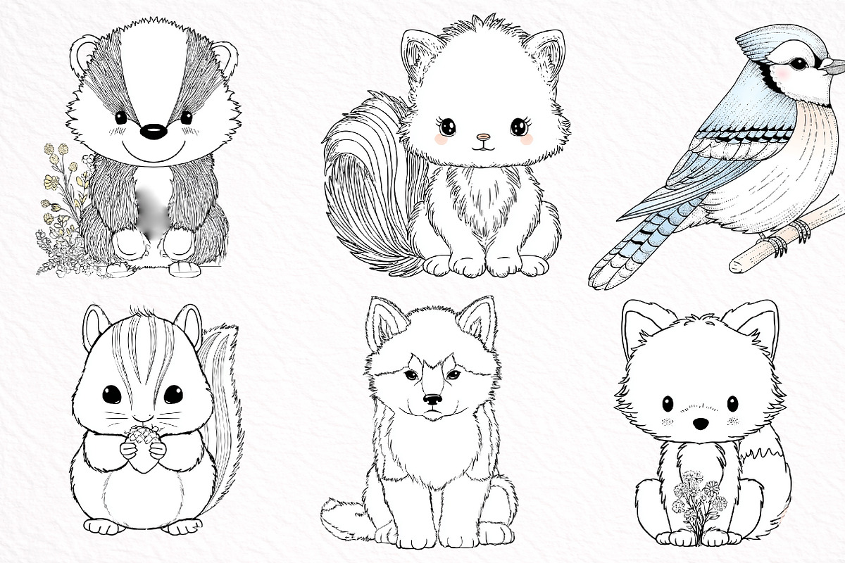 Cute forest animals Clipart, an Illustration by DreamArtGraphic (Photo 3 of 8)
