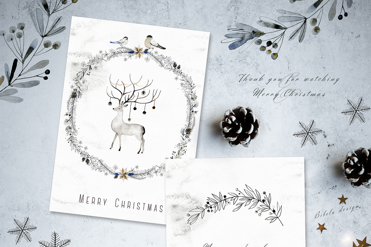 Noel Noir - Watercolor Christmas Set, an Illustration by Bibela (Photo 9 of 10)