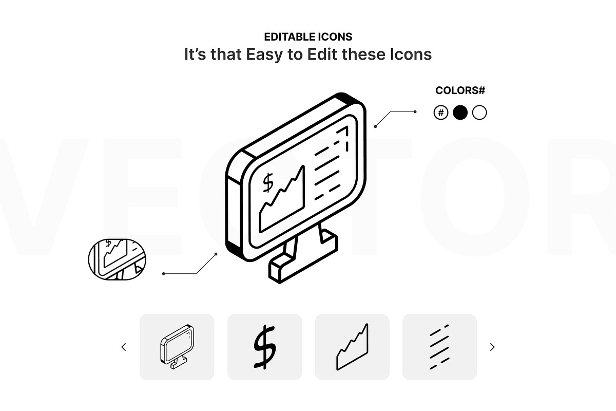 Isometric Fintech and Trade Icons, an Outline Icon by Vectors Market (Photo 3 of 5)