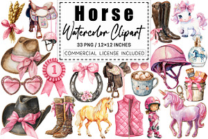 Watercolor Horse Clipart, a Graphic by CitraGraphics