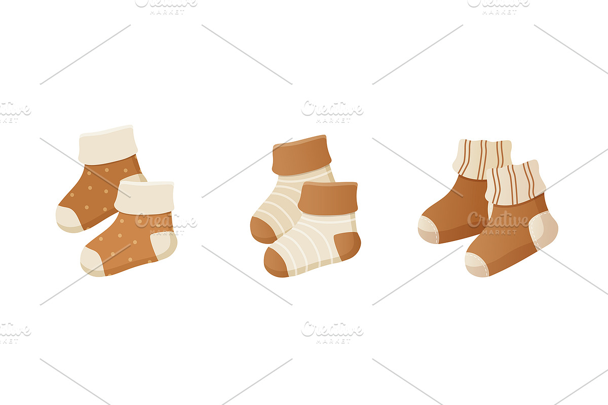 Baby socks set in pastel colors, an Object Illustration by Elen_Art
