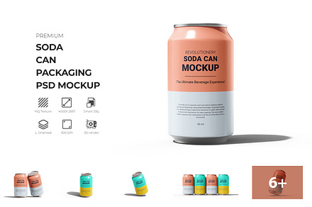Soda Can Mockup - Beverage , drink, a Cups & Container Mockup by Ram Studio