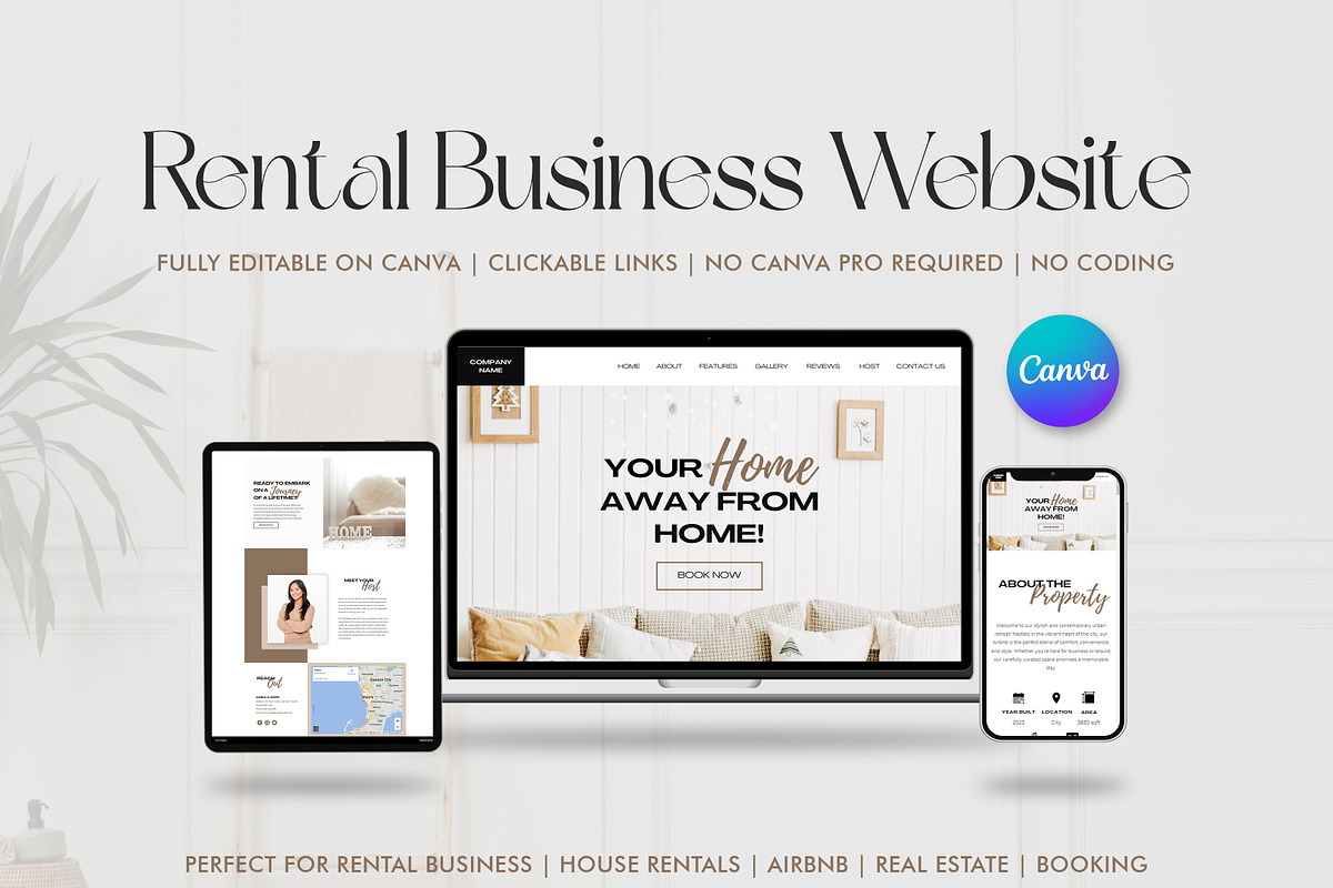 Modern Rental Business Canva Website, a Landing Page Template by ByKopi (Photo 1 of 4)