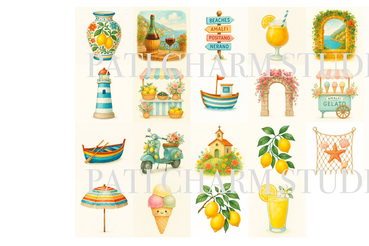 Amalfi Clipart Set, a Decorative Illustration by Pati Charm Studio (Photo 5 of 10)
