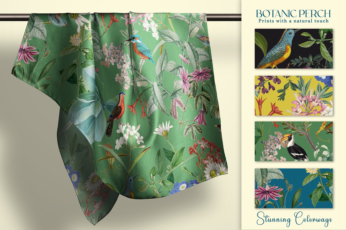 Botanic Perch Prints & Patterns, a Pattern Graphic by GND ART STUDIO