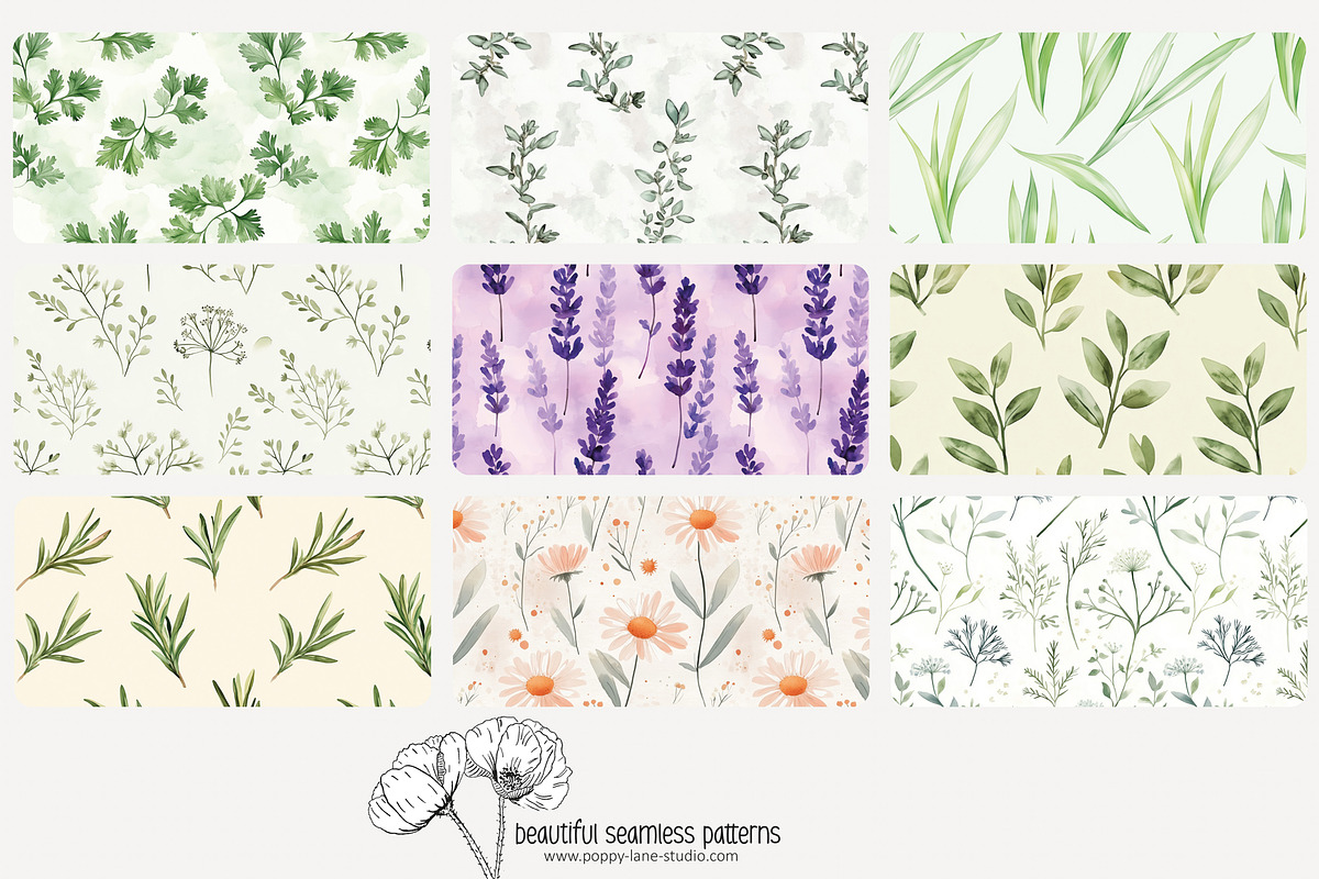 70 kitchen herb seamless pattern, a Pattern Graphic by Poppy Lane Studio (Photo 5 of 10)