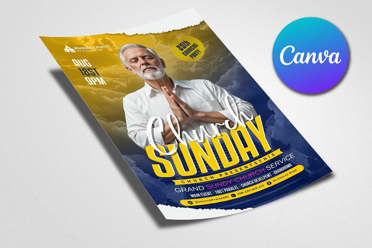 Divine Sunday Prayer Church Flyer, a Flyer Template by Psd Templates (Photo 3 of 3)