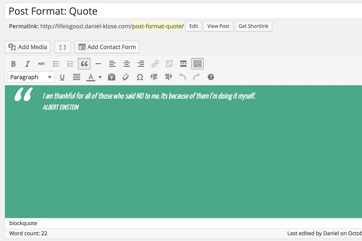 Life Is Good WordPress Blog Theme, a WordPress Template by kLOsk (Photo 4 of 5)