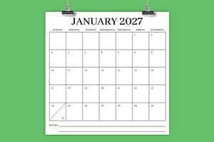 2027 Square Serif 12x12 Calendar