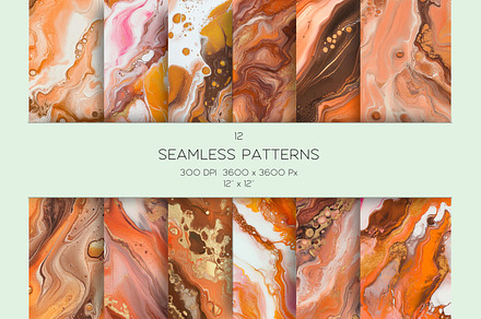 Autumn Marble Seamless Pattern Set