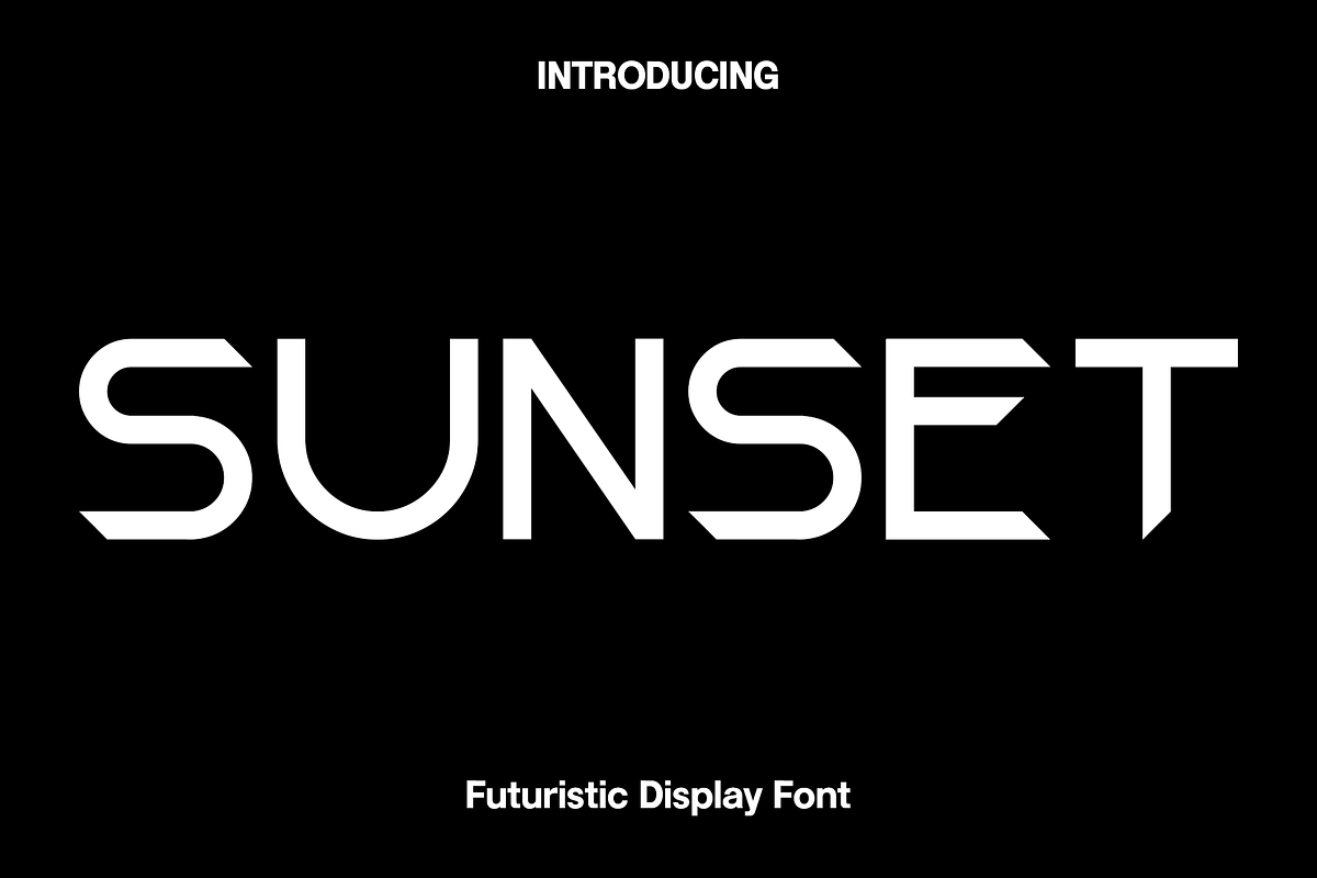 Sunset - Futuristic Display Font, a Sans Serif Font by Luna Shop (Photo 1 of 5)