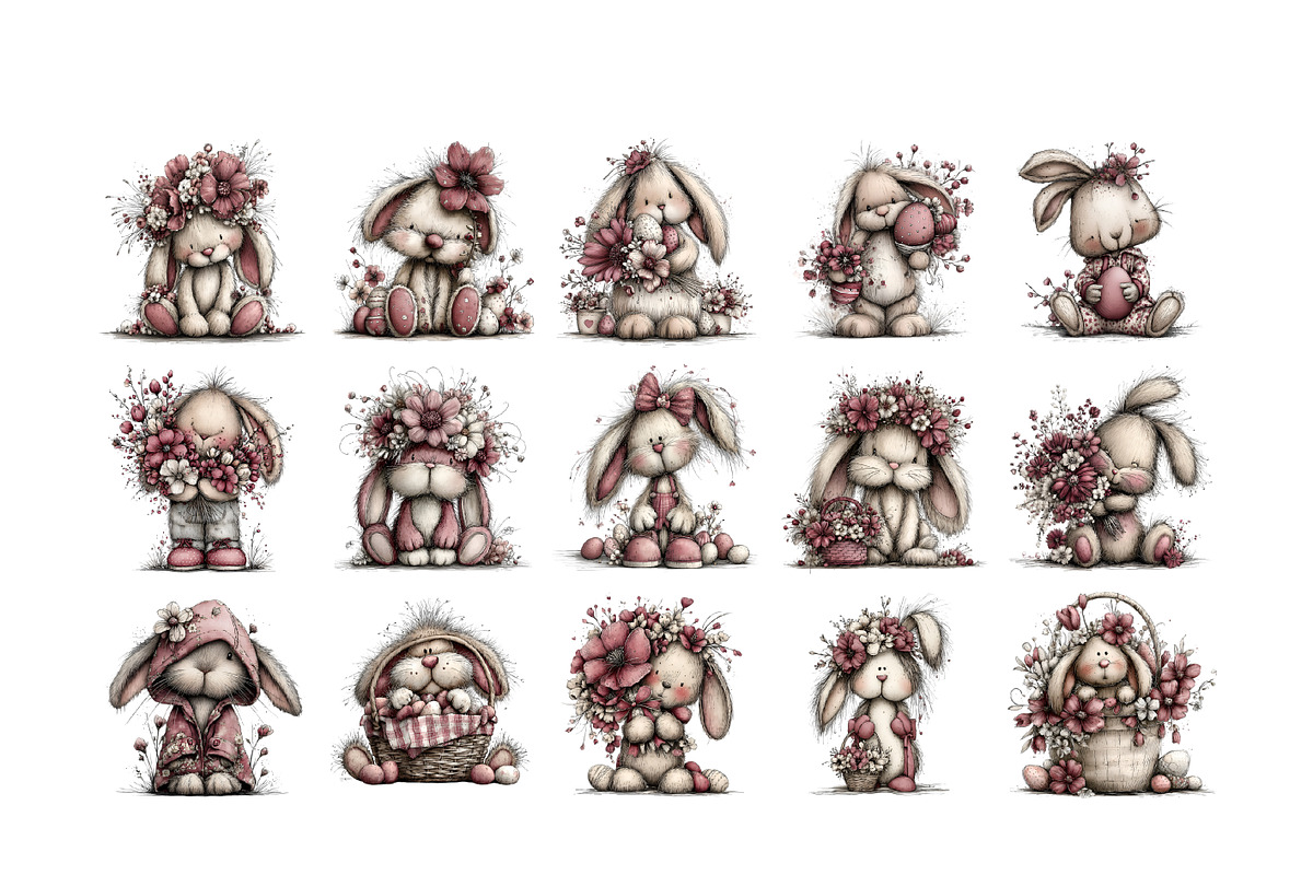 Whimsical Easter Bunny Clipart, an Illustration by GatewayDesign (Photo 3 of 6)