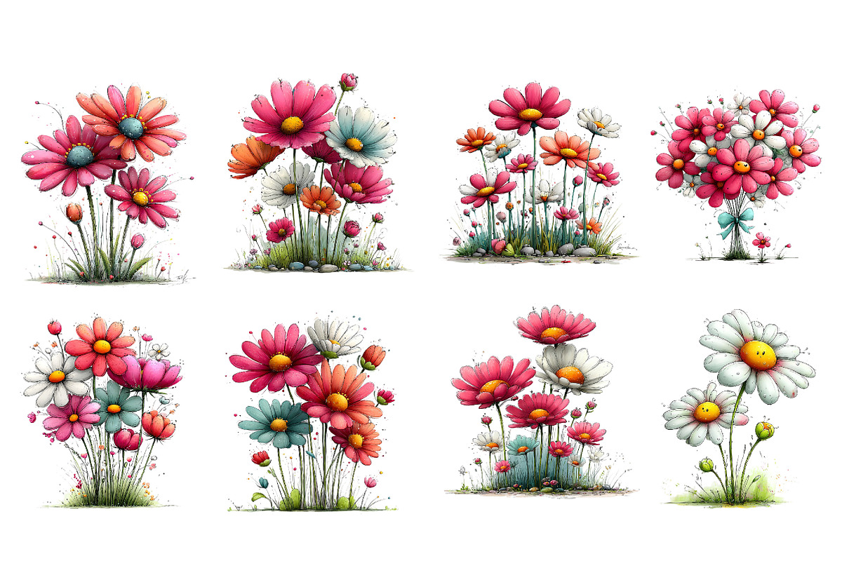 Whimsical Spring Daisy Flowers Clipa, an Illustration by Dream Creation (Photo 4 of 5)