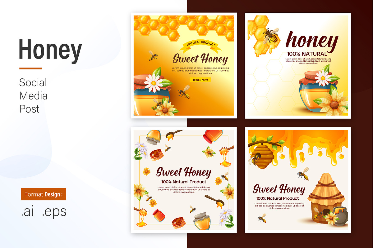 Honey Social Media Post Design, a Social Media Template by shin_std
