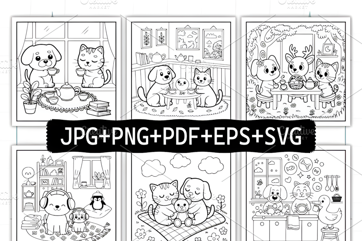 Cozy Quiet Friendship Coloring Pages, an Animal Illustration by Coco Bloom (Photo 2 of 9)