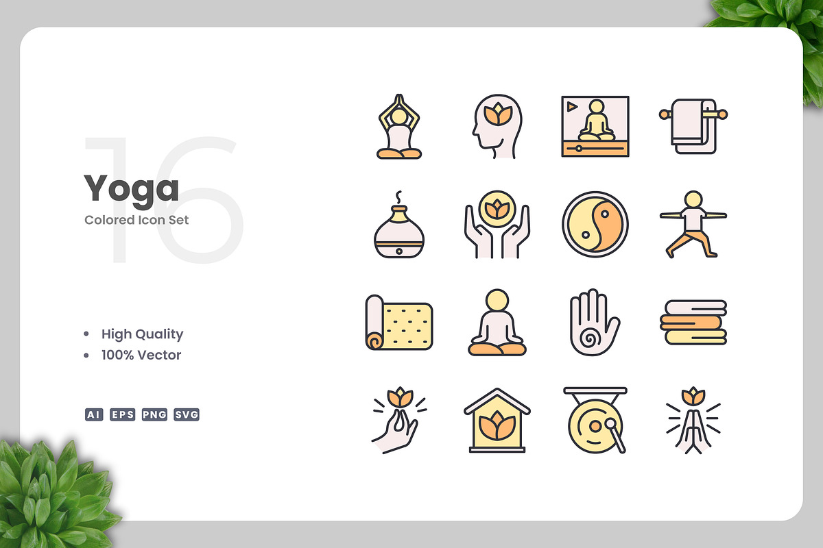 Yoga Colored Icons, an Icon by Upnowgraphic