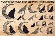 Mandala Moon Wolf SVG Bundle, an Illustration by Gaye Art (Thumbnail 1 of 31)
