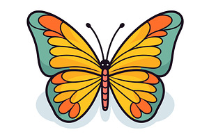 Colorful Cartoon Butterfly With