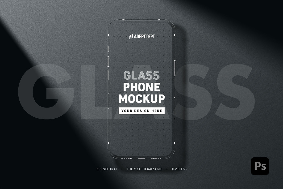 Glass Phone Mockup Set for Photoshop, a Device Mockup by AdeptDept (Photo 1 of 9)