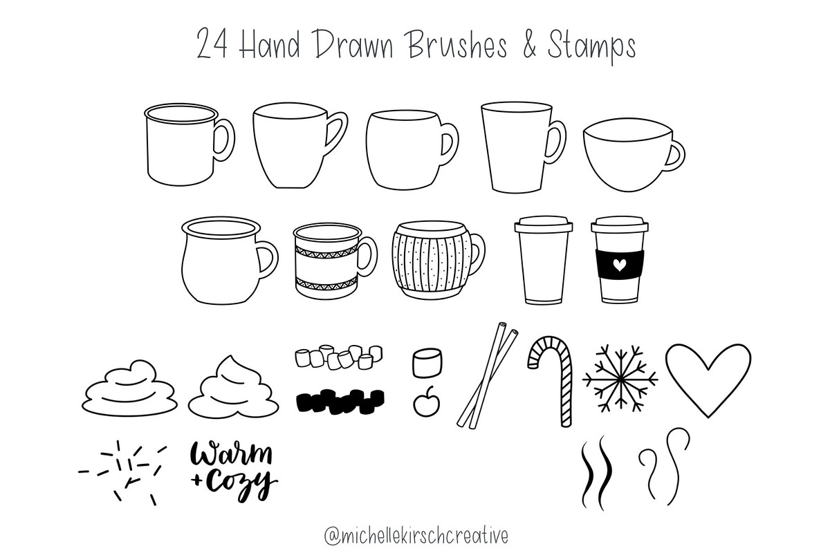 DRINKS BUNDLE Procreate Stamps, a Brush Add-On by Michelle Kirsch Creative (Photo 7 of 18)