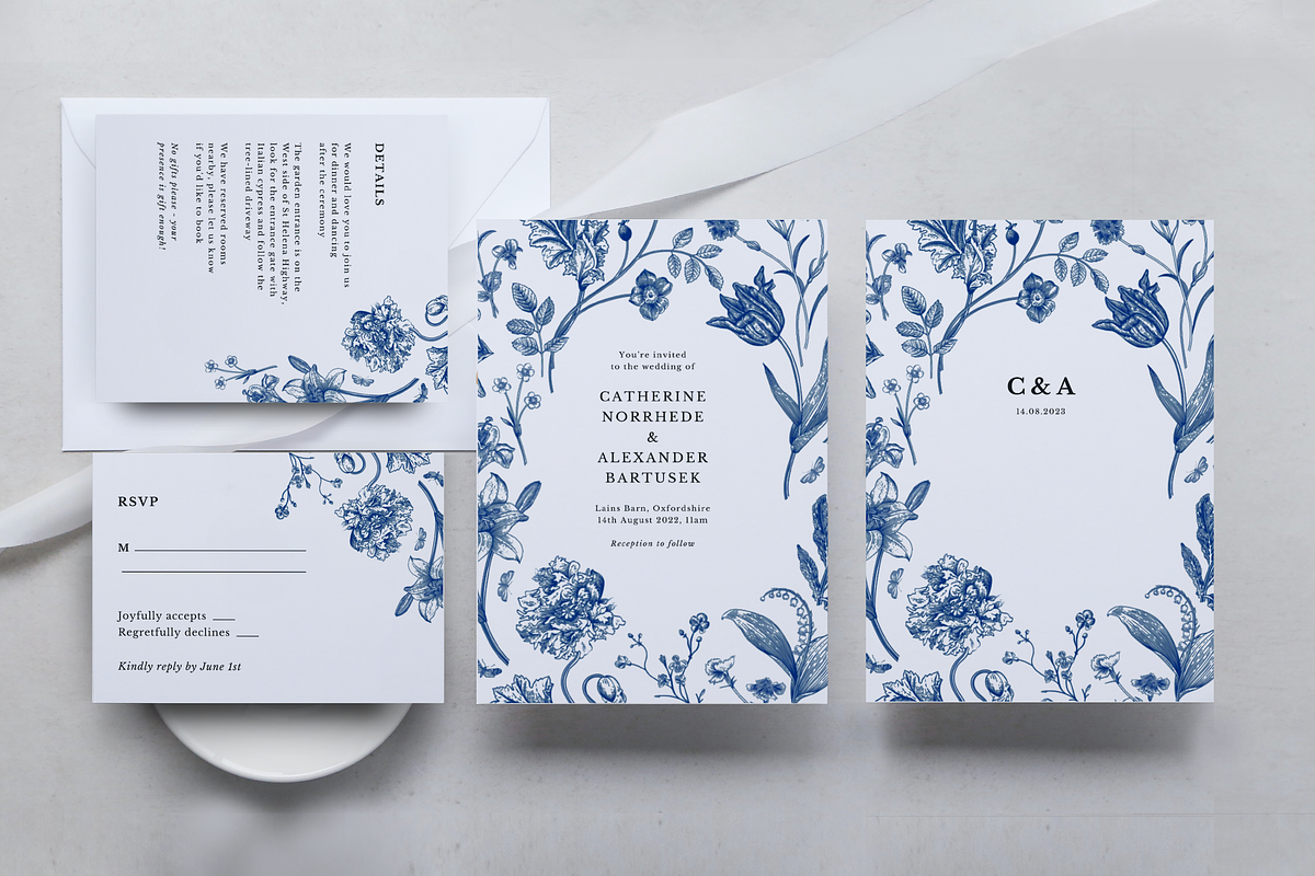 Editable Floral Wedding Invitation, an Invitation Template by ForeverPrint (Photo 1 of 8)
