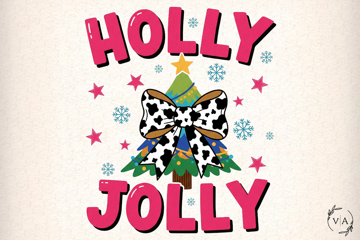Colorful Glitter Holly Jolly Png, an Illustration by Craft Nest (Photo 1 of 6)