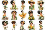 Whimsical Black Afro Girl Clipart, an Illustration by OK Design (Thumbnail 3 of 6)