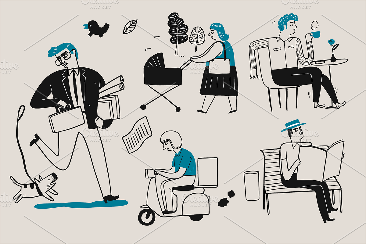 Hand drawn daily life activities, a Person Illustration by Huza Studio (Photo 7 of 9)