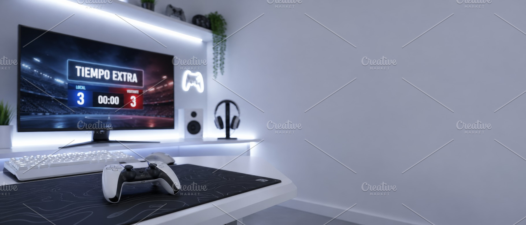 Modern gaming setup with video game, a Photo by Dvoevnore photos