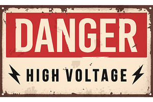 Rustet Retro Danger High Voltage, an Object Graphic by Black White Mouse Design