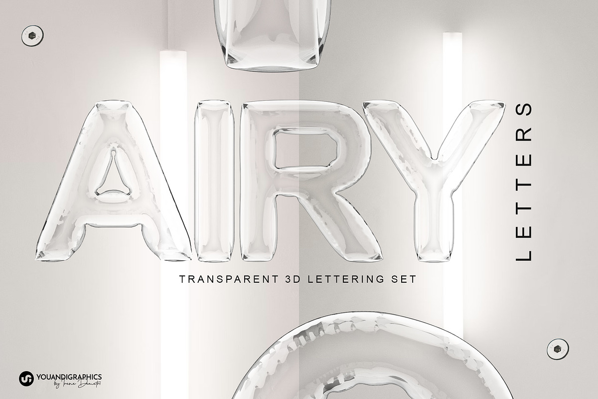Airy 3D Lettering Set, a Graphic by Youandigraphics (Photo 1 of 13)