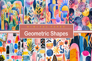 Hand Drawn Geometric Shapes, a Background Graphic by Printable Treasure